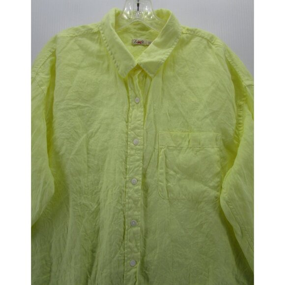 Faherty Top Medium Linen Shirt Button Down Oversized Fit Pocket - Picture 2 of 10